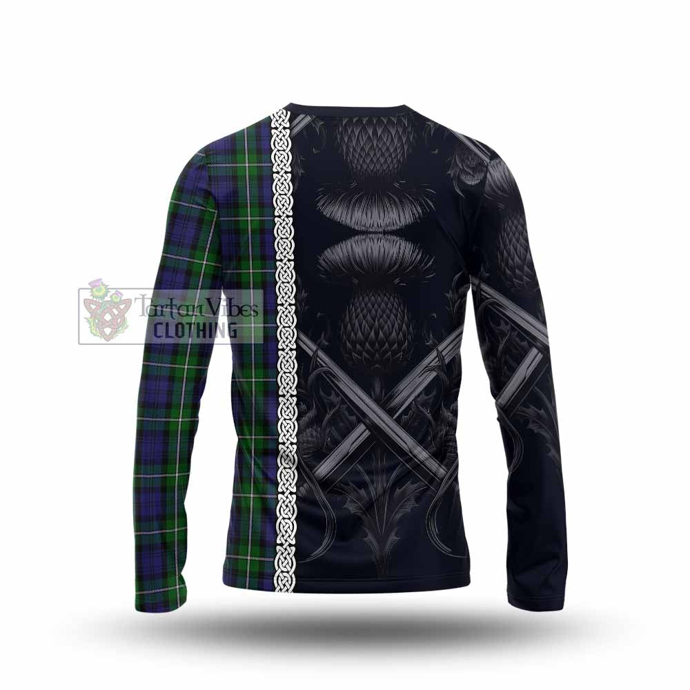 Tartan Vibes Clothing Forbes Tartan Long Sleeve T-Shirt with Family Crest Cross Sword Thistle Celtic Vibes