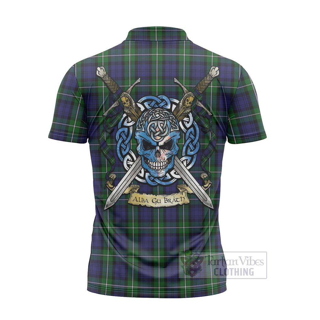 Tartan Vibes Clothing Forbes Tartan Zipper Polo Shirt with Family Crest Celtic Skull Style