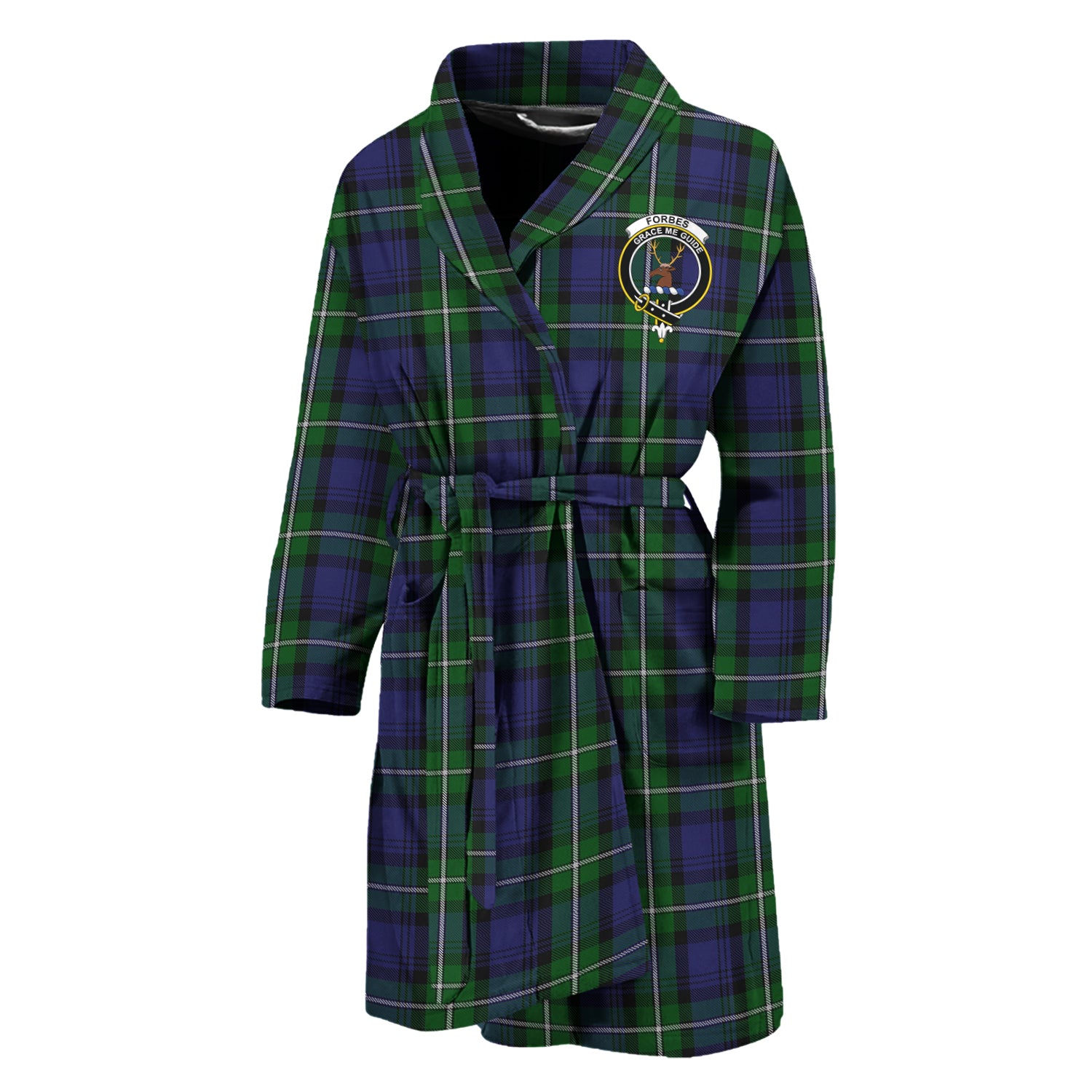 Forbes Tartan Bathrobe with Family Crest Unisex M - Tartan Vibes Clothing