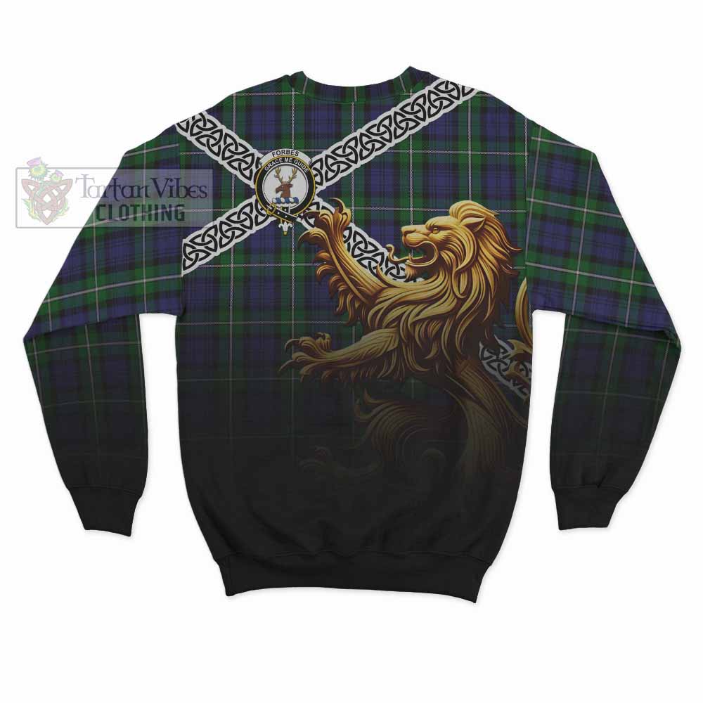 Forbes Crest Tartan Sweatshirt with Golden Lion Emblem Celtic Style - Tartan Vibes Clothing