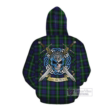 Forbes Tartan Cotton Hoodie with Family Crest Celtic Skull Style