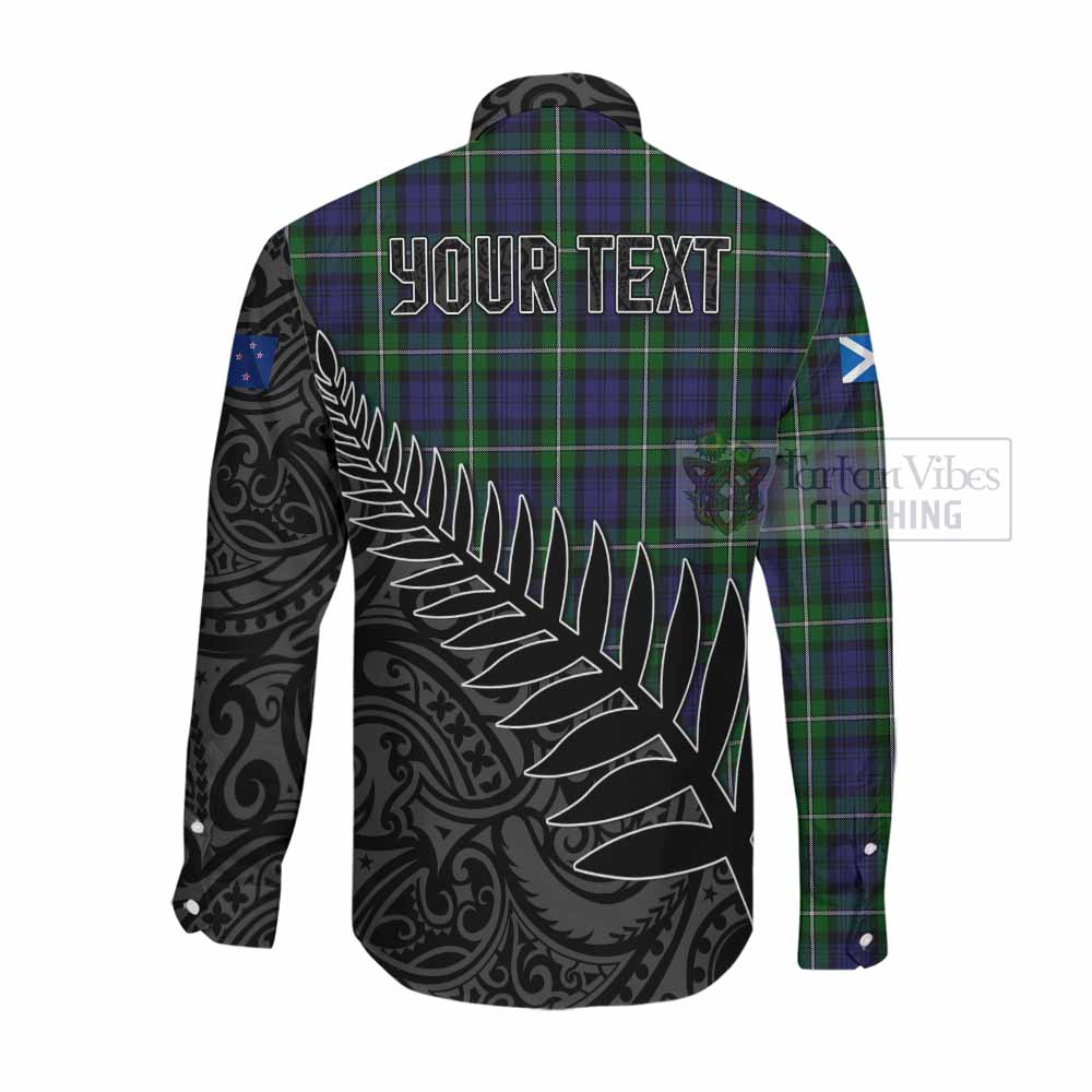 Tartan Vibes Clothing Forbes Crest Tartan Long Sleeve Button Shirt with New Zealand Silver Fern Half Style