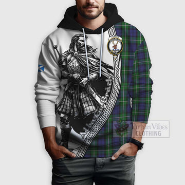 Forbes Tartan Clan Crest Hoodie with Highlander Warrior Celtic Style