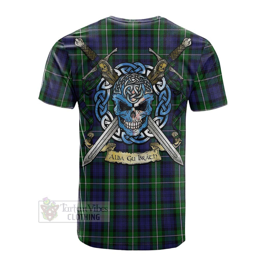 Tartan Vibes Clothing Forbes Tartan Cotton T-shirt with Family Crest Celtic Skull Style