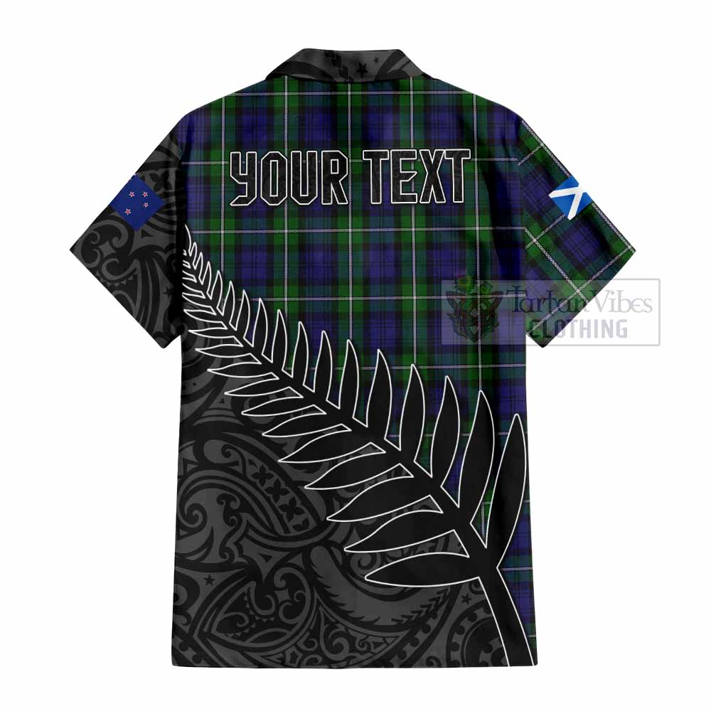 Tartan Vibes Clothing Forbes Crest Tartan Short Sleeve Button Shirt with New Zealand Silver Fern Half Style