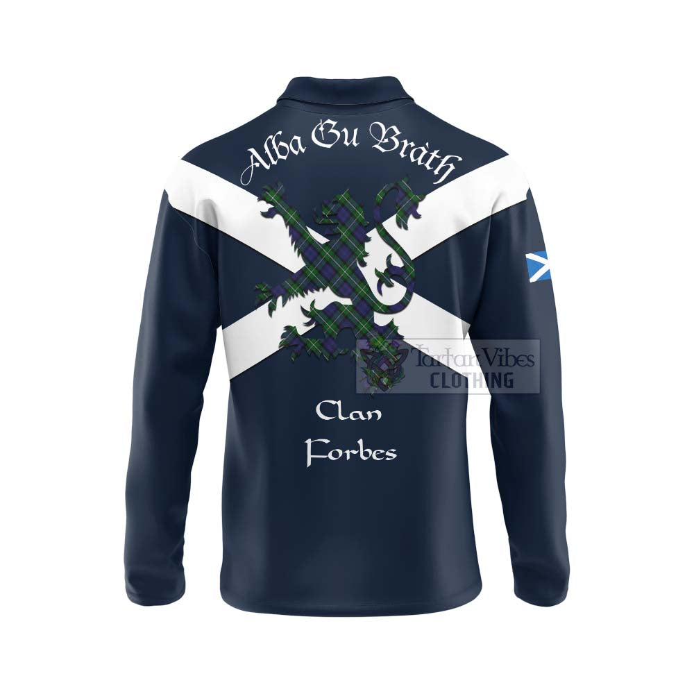 Tartan Vibes Clothing Forbes Tartan Lion Rampant Long Sleeve Polo Shirt – Proudly Display Your Heritage with Alba Gu Brath and Clan Name