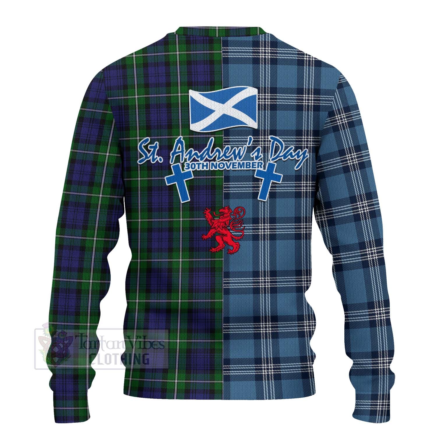 Tartan Vibes Clothing Forbes Tartan Knitted Sweater Happy St. Andrew's Day Half Tartan Style