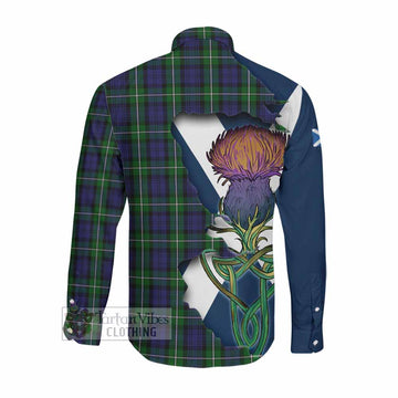 Forbes Tartan Family Crest Long Sleeve Button Shirt Scottish Thistle Celtic Inspired Men's Shirt - Tartan Vibes Clothing