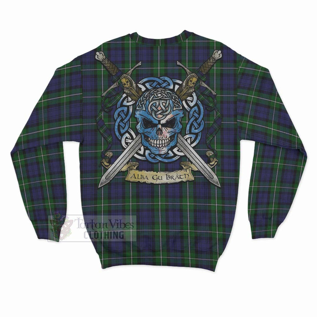 Tartan Vibes Clothing Forbes Tartan Sweatshirt with Family Crest Celtic Skull Style