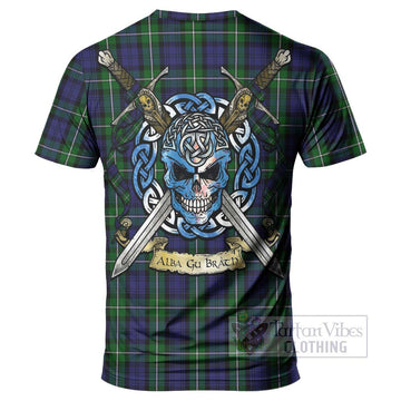 Forbes Tartan T-Shirt with Family Crest Celtic Skull Style