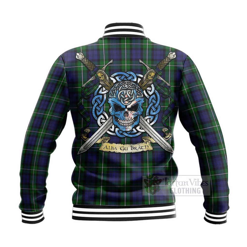 Tartan Vibes Clothing Forbes Tartan Baseball Jacket with Family Crest Celtic Skull Style