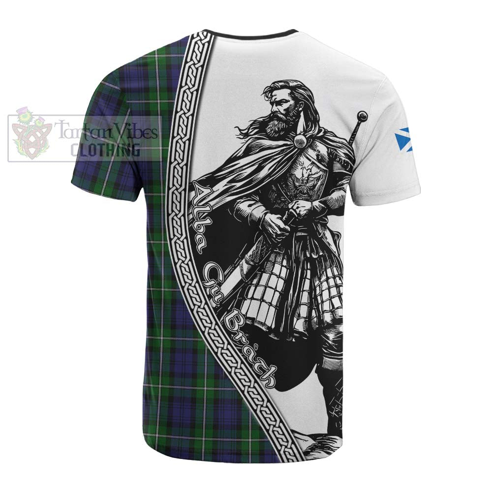 Forbes Tartan Clan Crest Cotton T-shirt with Highlander Warrior Celtic Style