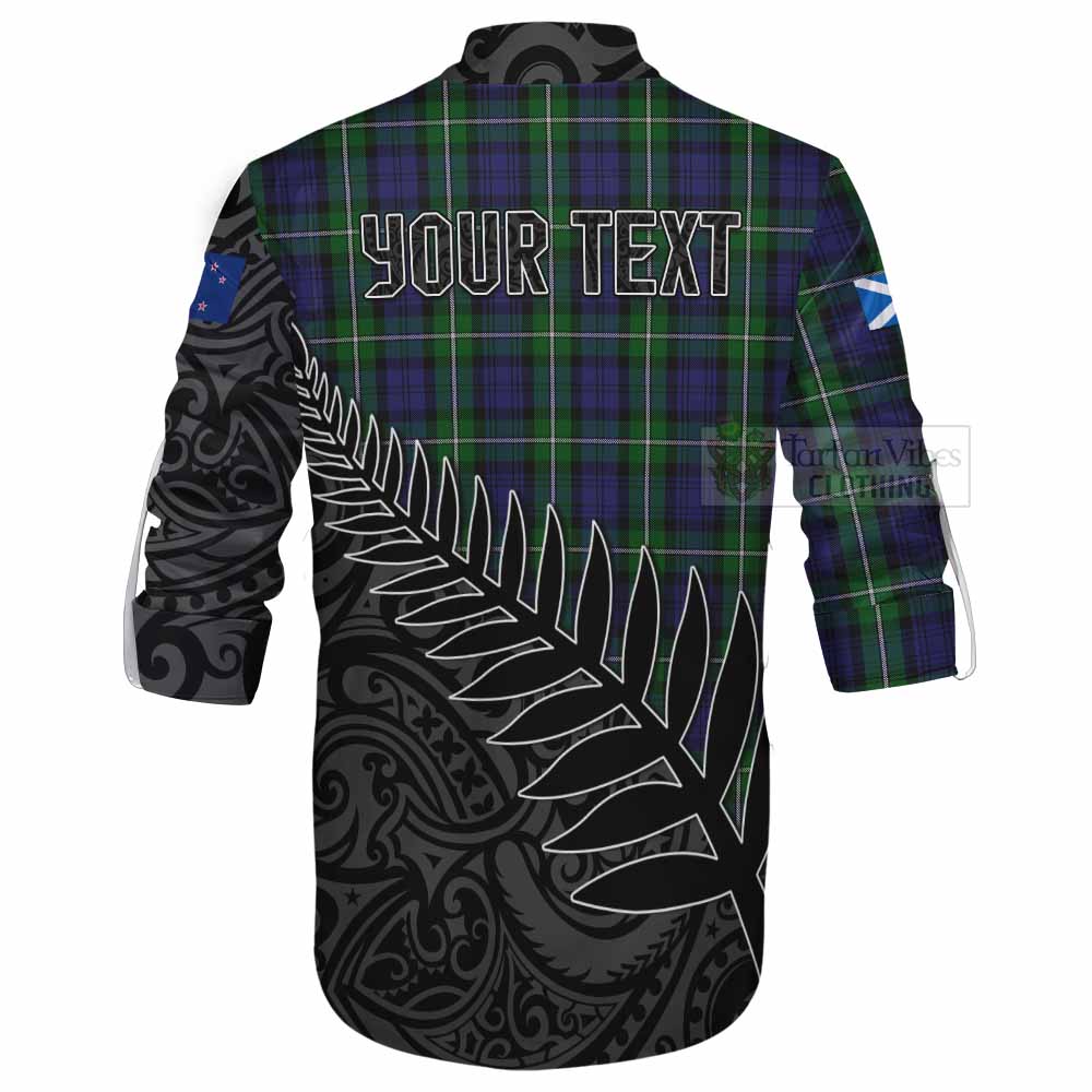 Tartan Vibes Clothing Forbes Crest Tartan Ghillie Kilt Shirt with New Zealand Silver Fern Half Style