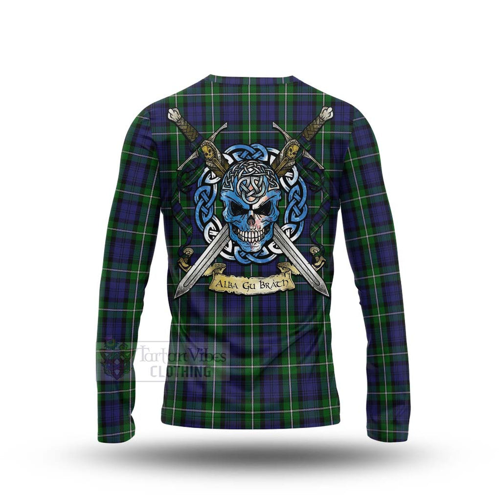 Tartan Vibes Clothing Forbes Tartan Long Sleeve T-Shirt with Family Crest Celtic Skull Style