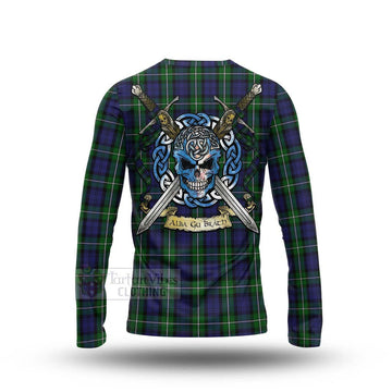 Forbes Tartan Long Sleeve T-Shirt with Family Crest Celtic Skull Style