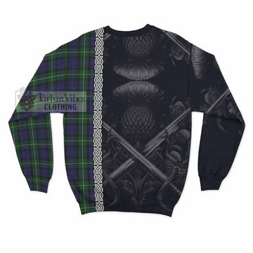 Forbes Tartan Sweatshirt with Family Crest Cross Sword Thistle Celtic Vibes