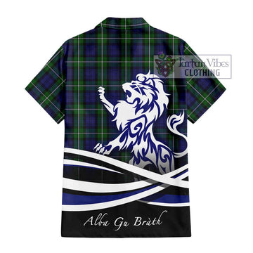 Forbes Tartan Short Sleeve Button Shirt with Alba Gu Brath Regal Lion Emblem