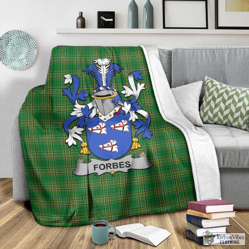 Tartan Vibes Clothing Forbes Irish Clan Tartan Blanket with Coat of Arms