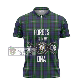 Forbes Tartan Zipper Polo Shirt with Family Crest DNA In Me Style