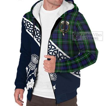 Forbes Tartan Sherpa Hoodie Featuring Thistle and Scotland Map