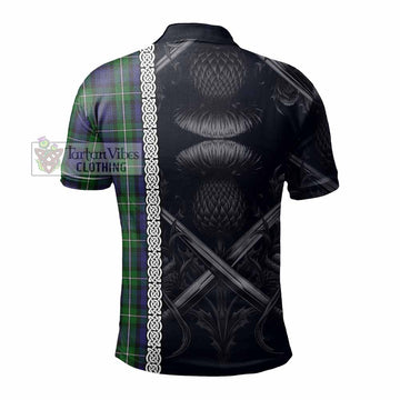 Forbes Tartan Polo Shirt with Family Crest Cross Sword Thistle Celtic Vibes