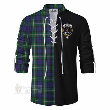 Forbes Tartan Ghillie Kilt Shirt with Family Crest and Half Of Me Style