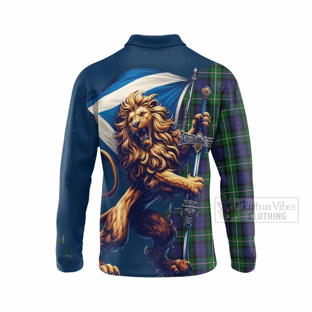 Tartan Vibes Clothing Forbes Tartan Family Crest Long Sleeve Polo Shirt with Scottish Majestic Lion