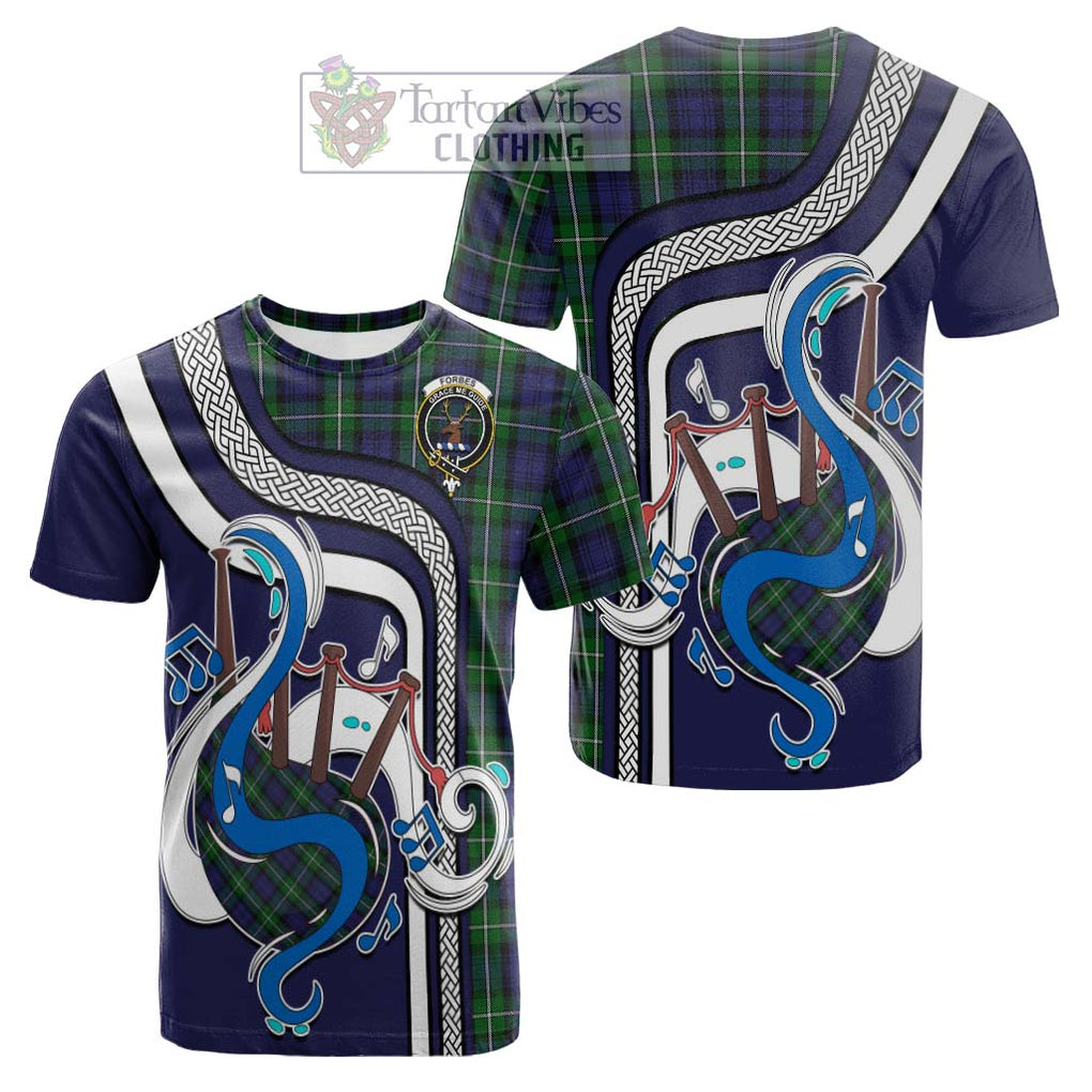 Tartan Vibes Clothing Forbes Tartan Cotton T-shirt with Epic Bagpipe Style