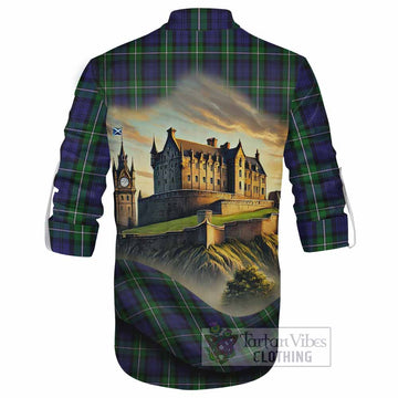 Forbes Tartan Family Crest Ghillie Kilt Shirt with Scottish Ancient Castle Style - Tartan Vibes Clothing