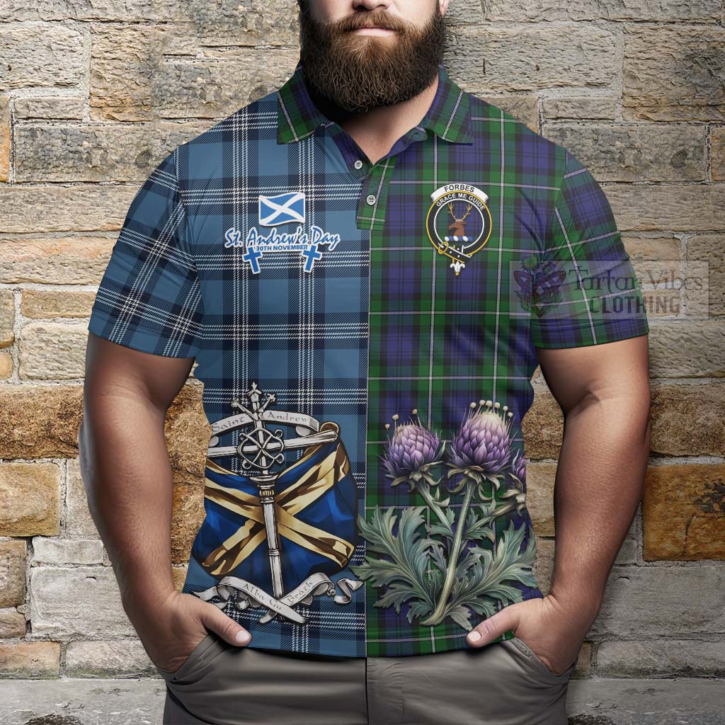 Tartan Vibes Clothing Forbes Tartan Polo Shirt Happy St. Andrew's Day Half Tartan Style