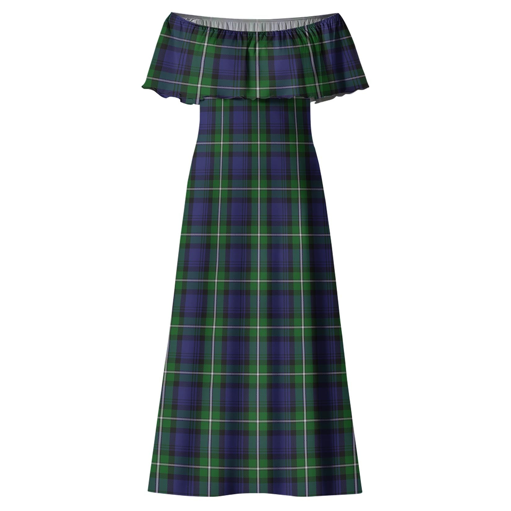 Forbes Tartan Off Shoulder Long Dress - Tartanvibesclothing