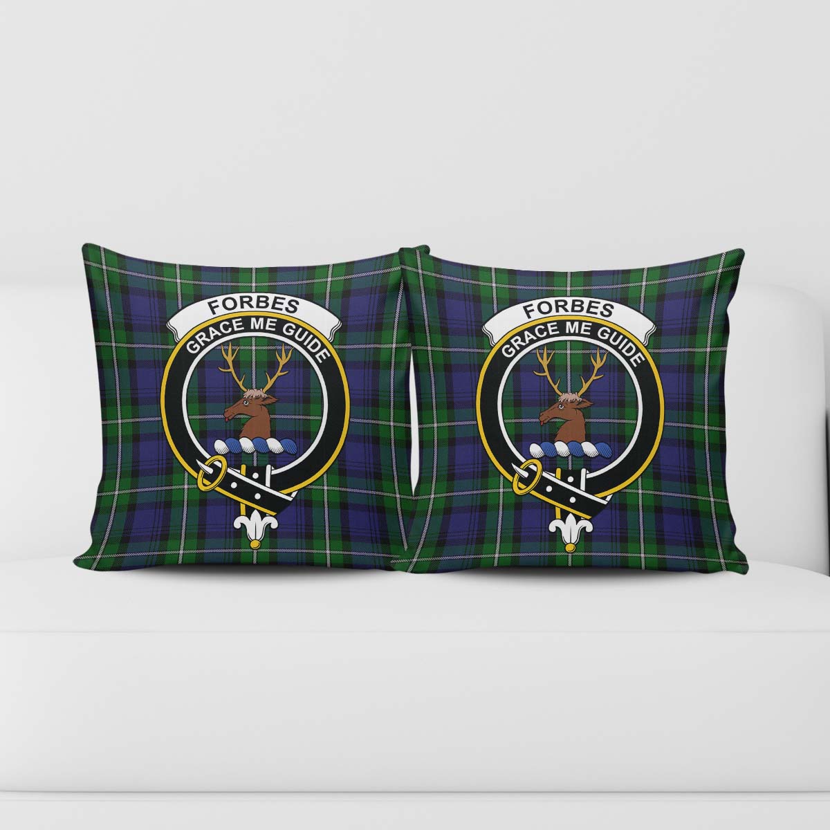 Forbes Tartan Pillow Cover with Family Crest - Tartanvibesclothing