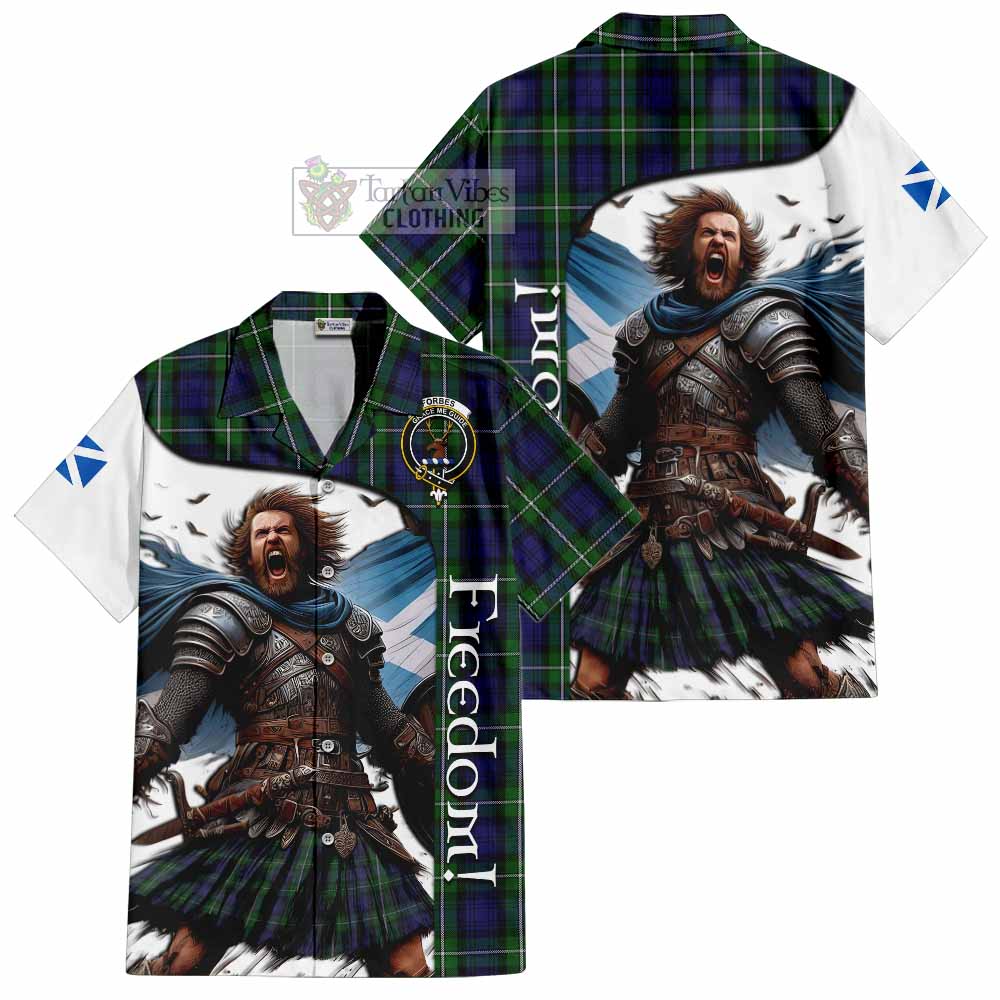 Tartan Vibes Clothing Forbes Crest Tartan Short Sleeve Button Shirt Inspired by the Freedom of Scottish Warrior