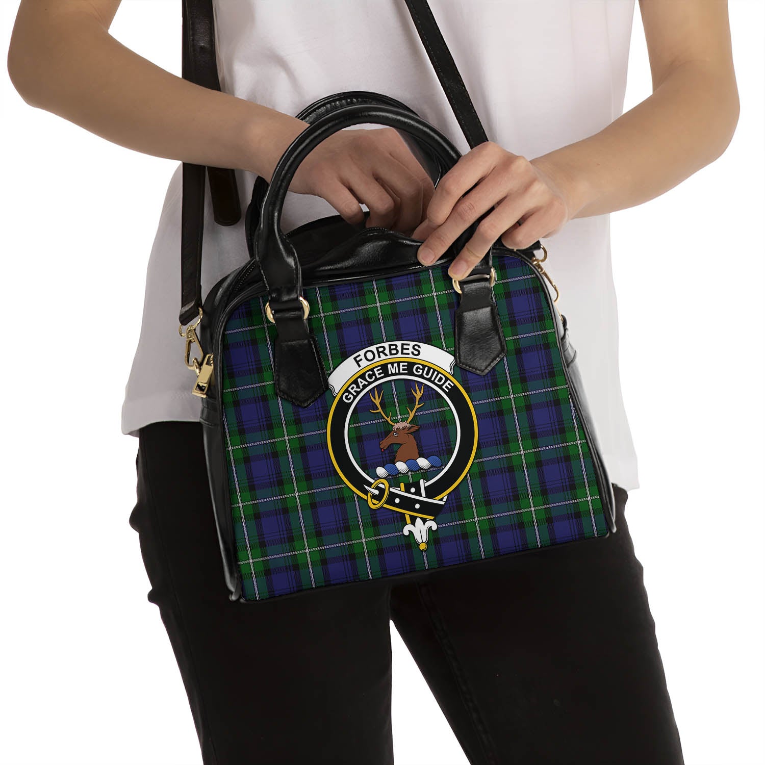 Forbes Tartan Shoulder Handbags with Family Crest - Tartanvibesclothing