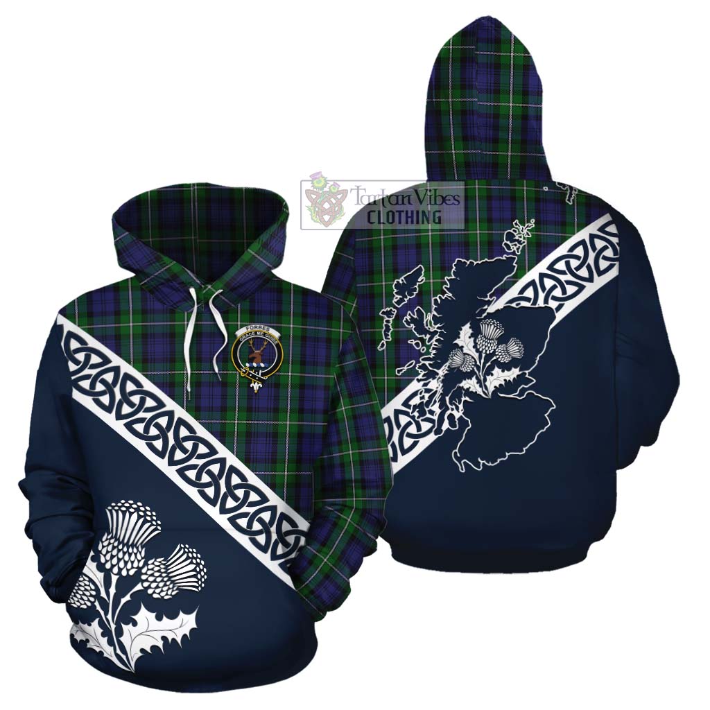 Tartan Vibes Clothing Forbes Tartan Cotton Hoodie Featuring Thistle and Scotland Map