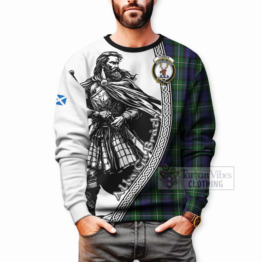 Tartan Vibes Clothing Forbes Tartan Clan Crest Sweatshirt with Highlander Warrior Celtic Style