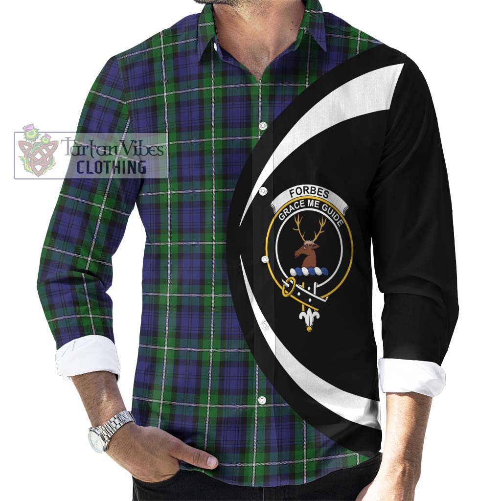 Forbes Tartan Long Sleeve Button Up with Family Crest Circle Style - Tartan Vibes Clothing