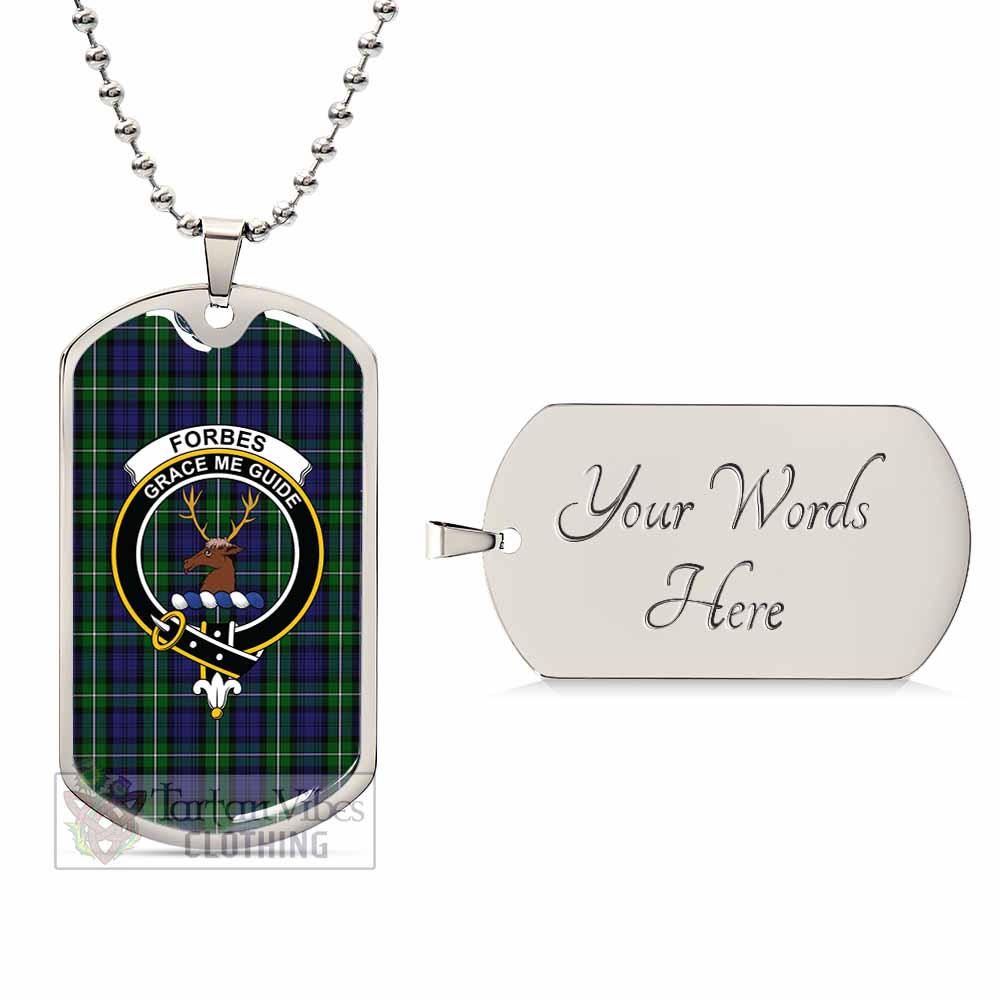 Tartan Vibes Clothing Forbes Tartan Dog Tag Necklace with Family Crest