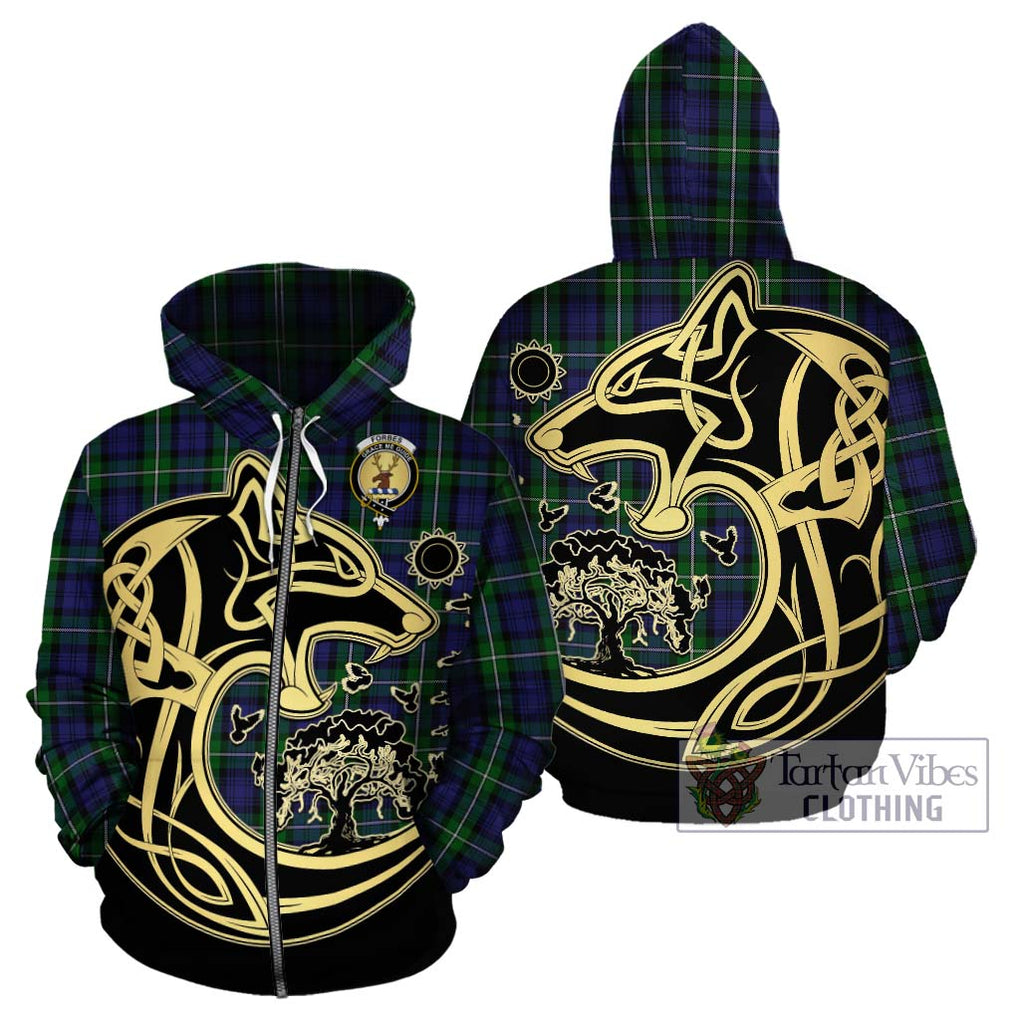 Forbes Tartan Hoodie with Family Crest Celtic Wolf Style - Tartan Vibes Clothing