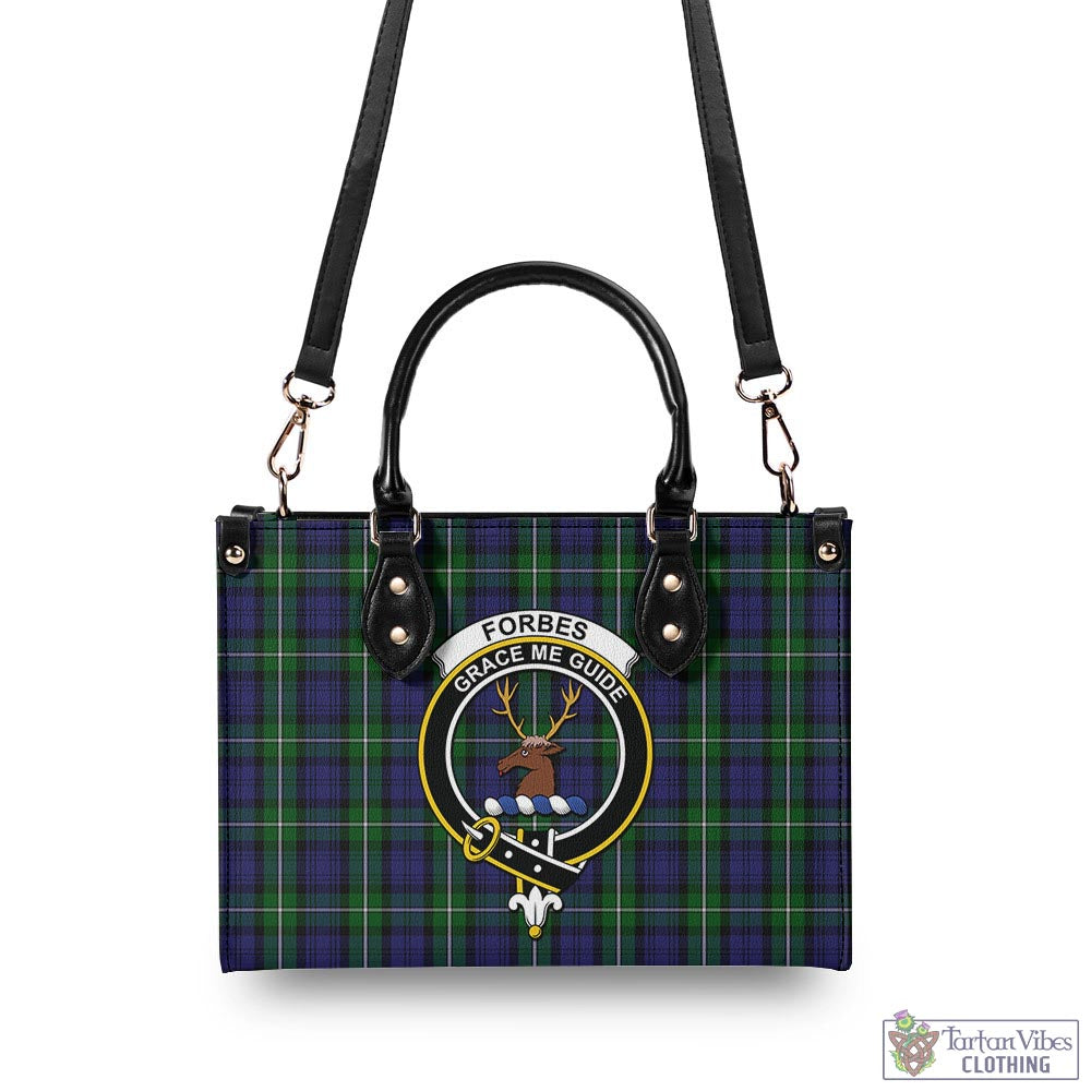 Tartan Vibes Clothing Forbes Tartan Luxury Leather Handbags with Family Crest