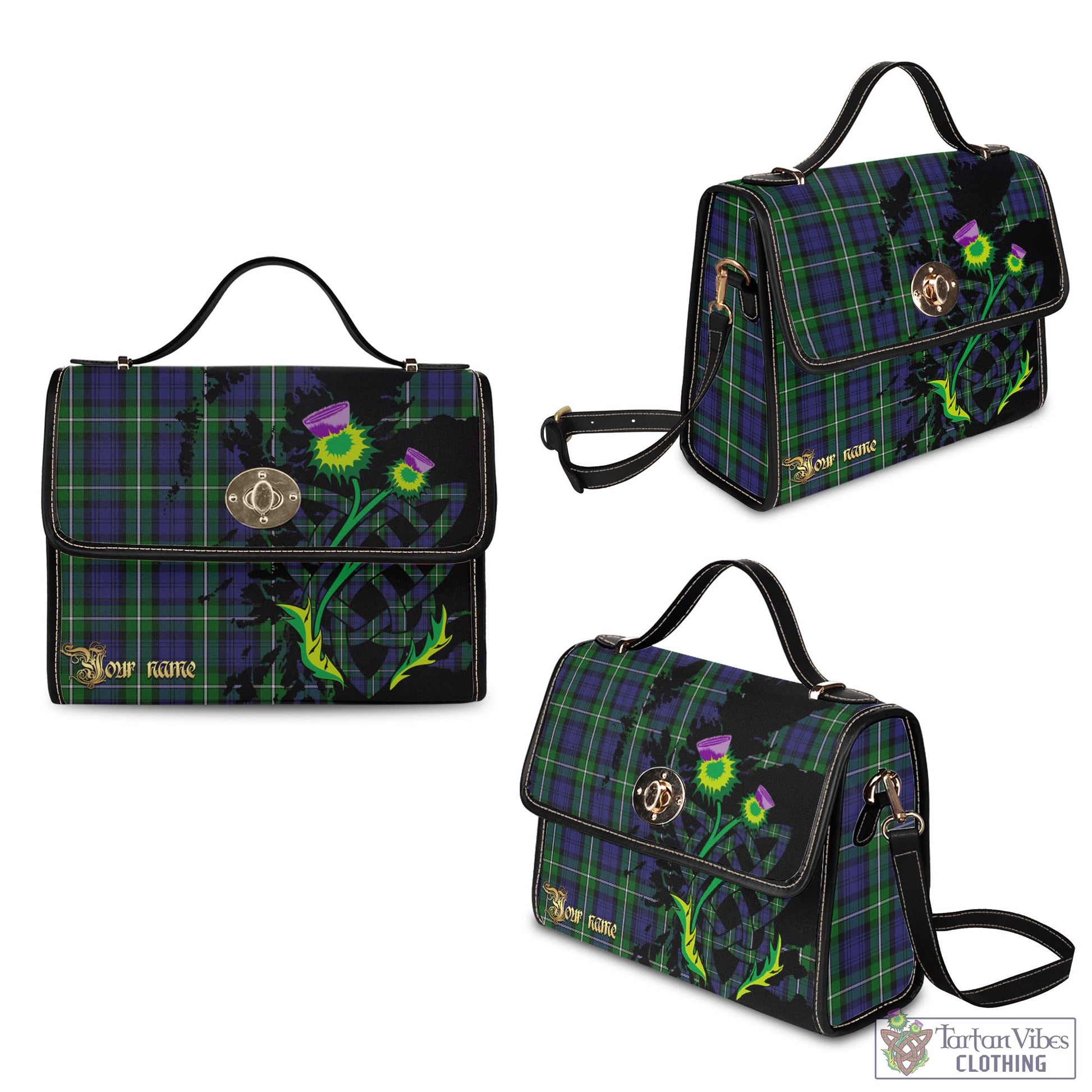 Tartan Vibes Clothing Forbes Tartan Waterproof Canvas Bag with Scotland Map and Thistle Celtic Accents