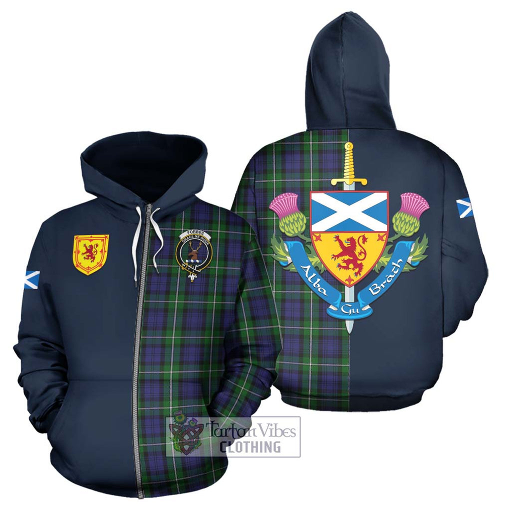 Tartan Vibes Clothing Forbes Tartan Hoodie with Scottish Lion Royal Arm Half Style