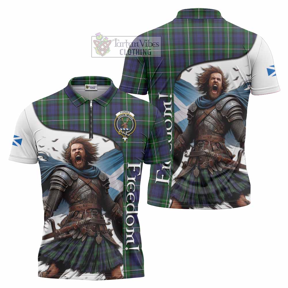 Tartan Vibes Clothing Forbes Crest Tartan Zipper Polo Shirt Inspired by the Freedom of Scottish Warrior