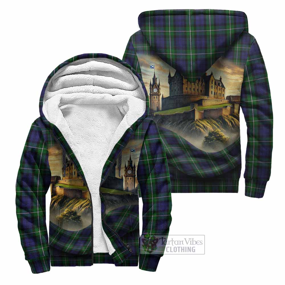 Forbes Tartan Family Crest Sherpa Hoodie with Scottish Ancient Castle Style Unisex - Tartan Vibes Clothing