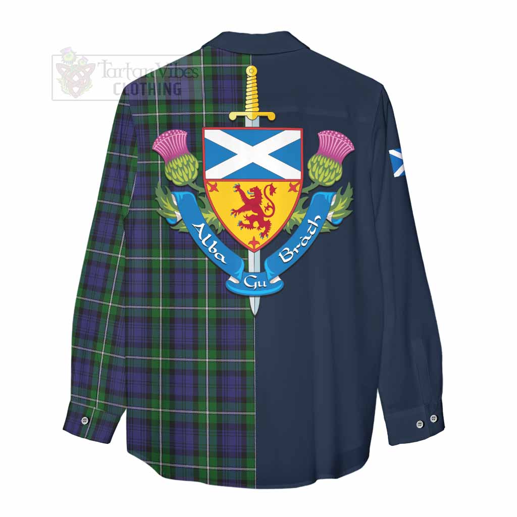 Tartan Vibes Clothing Forbes Tartan Women's Casual Shirt Alba with Scottish Lion Royal Arm Half Style