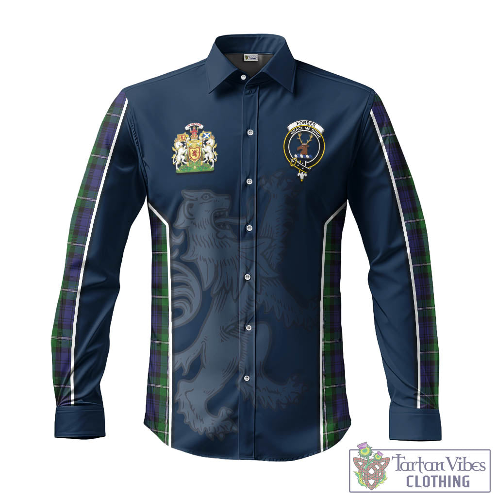 Tartan Vibes Clothing Forbes Tartan Long Sleeve Button Up Shirt with Family Crest and Lion Rampant Vibes Sport Style