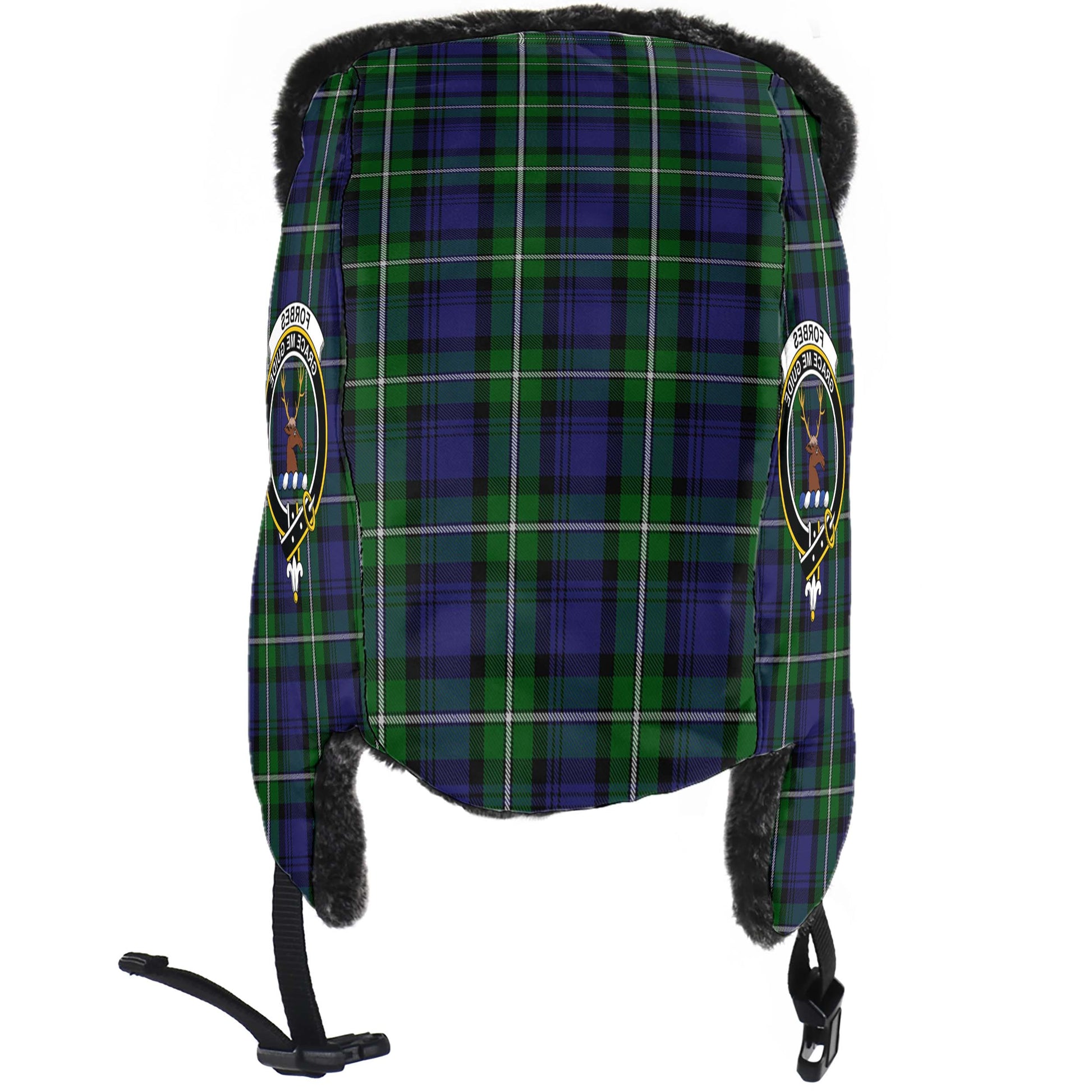 Forbes Tartan Winter Trapper Hat with Family Crest - Tartanvibesclothing