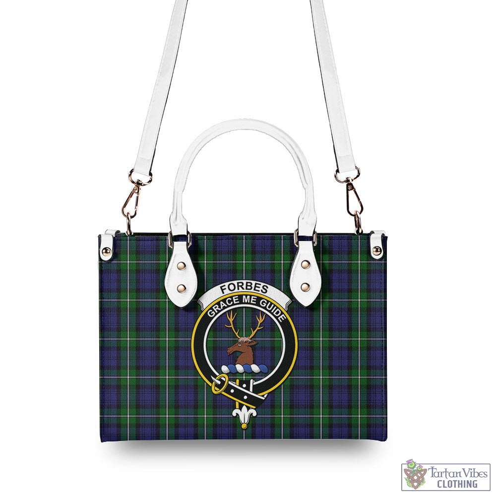 Tartan Vibes Clothing Forbes Tartan Luxury Leather Handbags with Family Crest