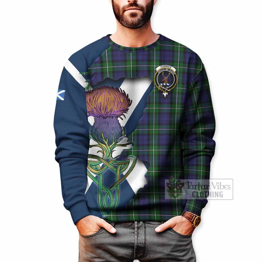 Forbes Tartan Family Crest Sweatshirt Scottish Thistle Celtic Inspired - Tartan Vibes Clothing