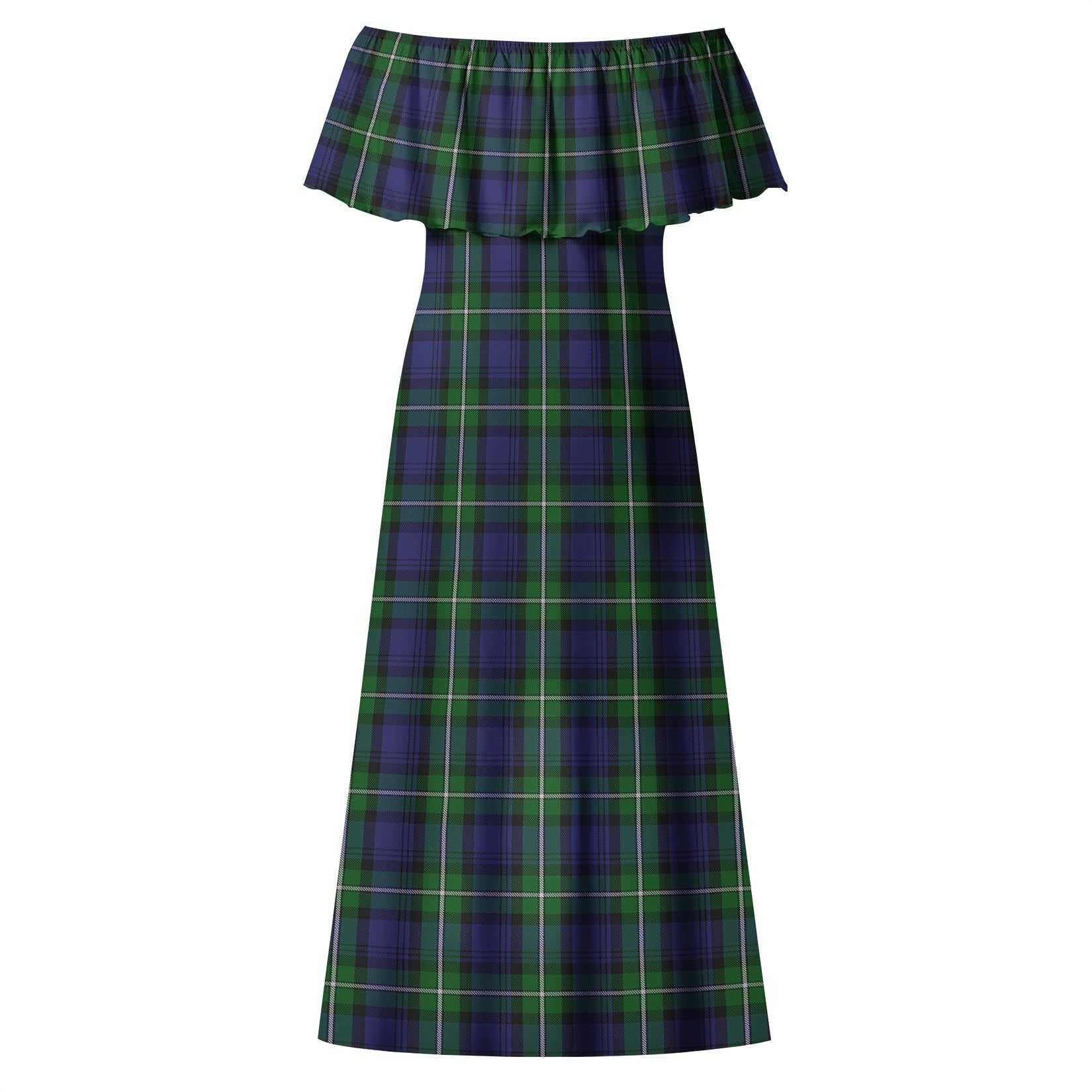 Forbes Tartan Off Shoulder Long Dress - Tartanvibesclothing